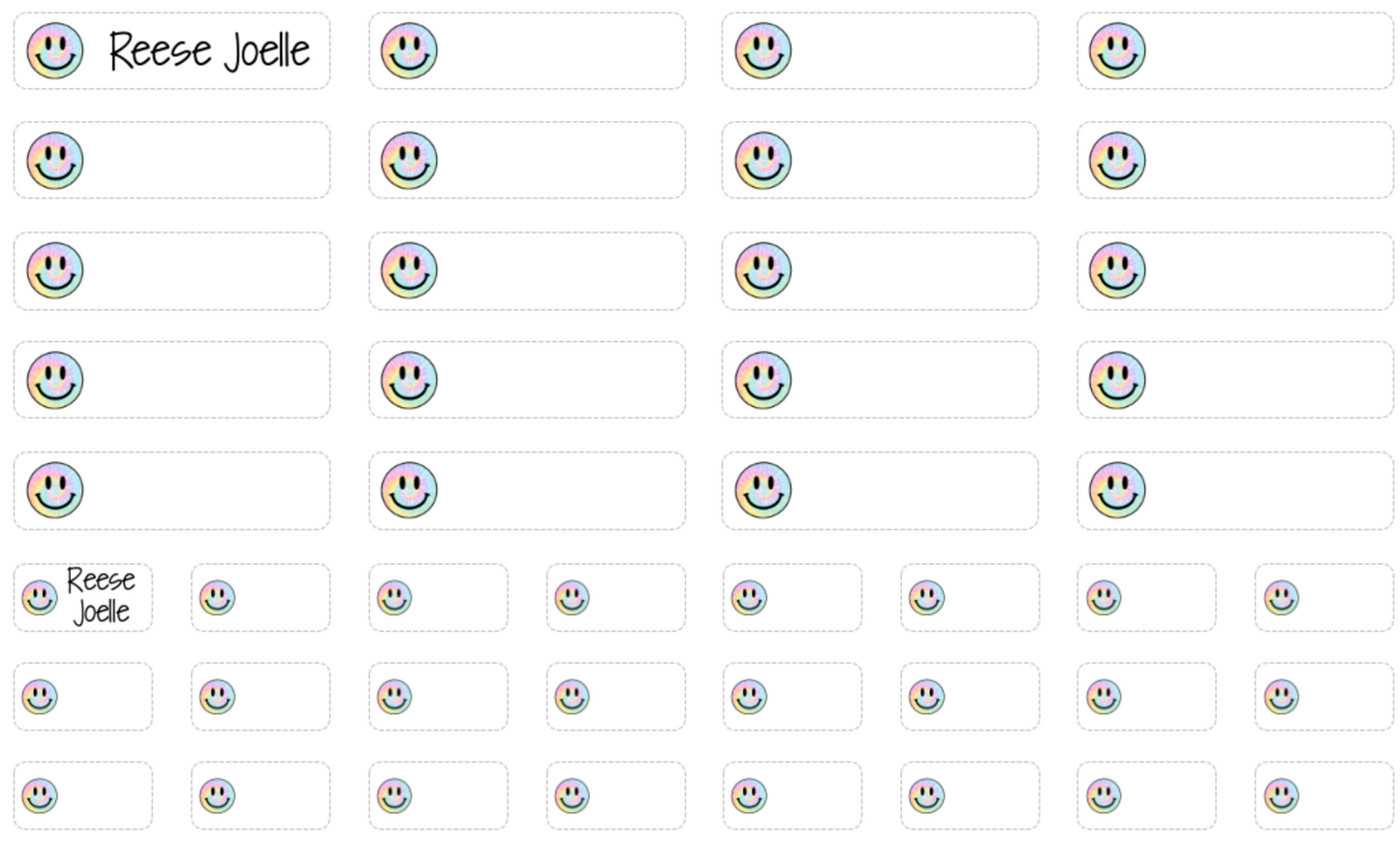 Clothing Labels - tie dye smiley